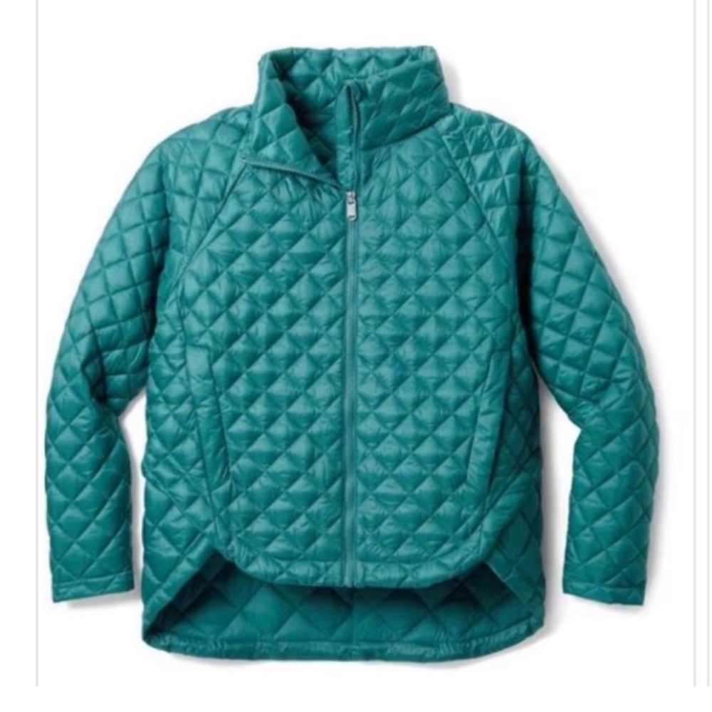 NWT Athleta Featherless Whisper Quilted Puffer Jacket in Borealis Green